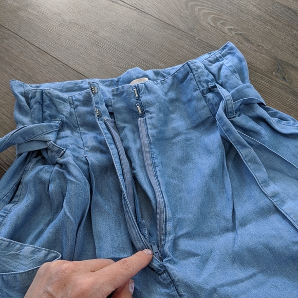 Paper Bag Chambray Wide Leg Pants - Picture 5 of 8